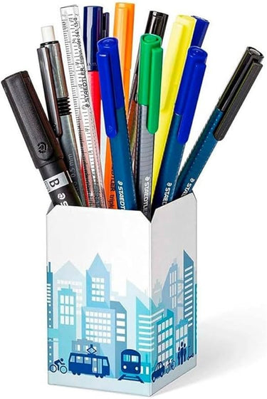 STAEDTLER Schreibset triplus multi set, enthält Kugelschreiber, Druckbleistift, verschiedene Marker und Lineal, 12 ausgewählte Schreibgeräte im handlichen Karton Köcher, 34 CPR12